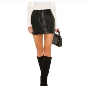 Amanda Uprichard Black Faux Mini Leather Skirt size small